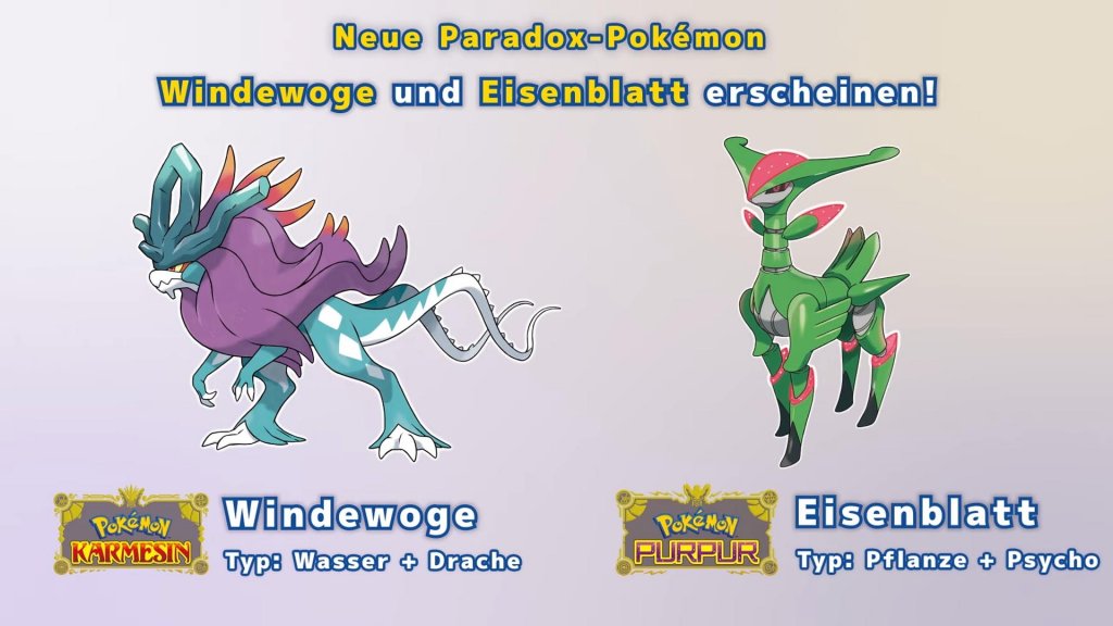 (Ainda não se sabe que tipos são os dois novos Pokémon.)