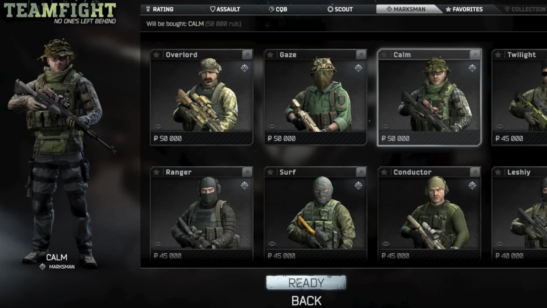 (A cutout of the class screen from Escape from Tarkov Arena.)