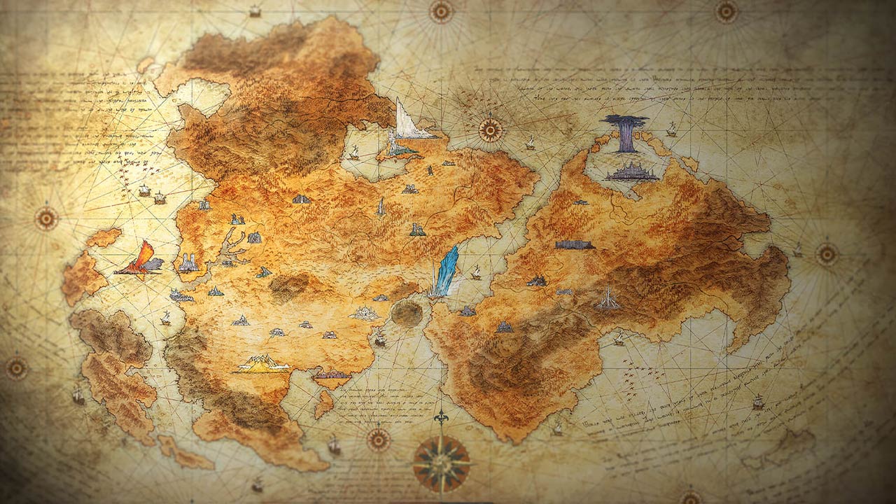 (FF16 Mapa světa Valisthea (zdroj obrázku: Square Enix))