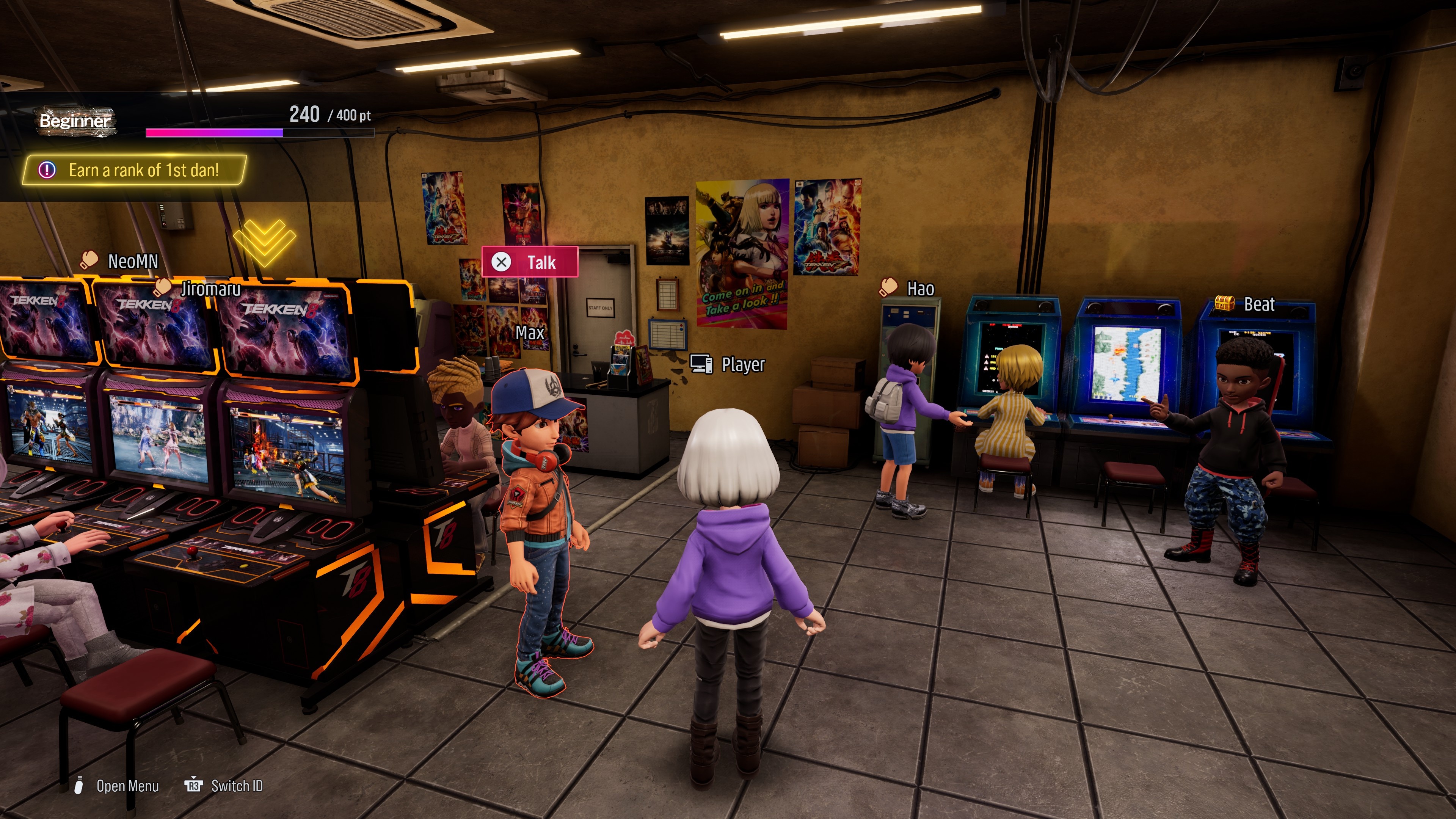 (Arcade Quest es un nuevo modo de juego en el que puedes crear un avatar y aventurarte con él en un arcade virtual independiente del juego principal)