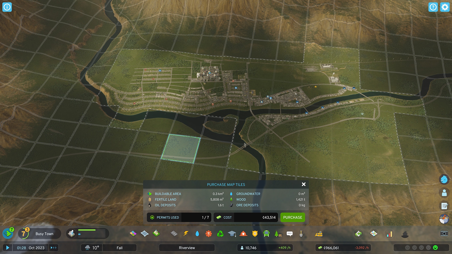 (More tiles, more info, more room for growth: This is what the new tile buy in Cities: Skylines 2 looks like)