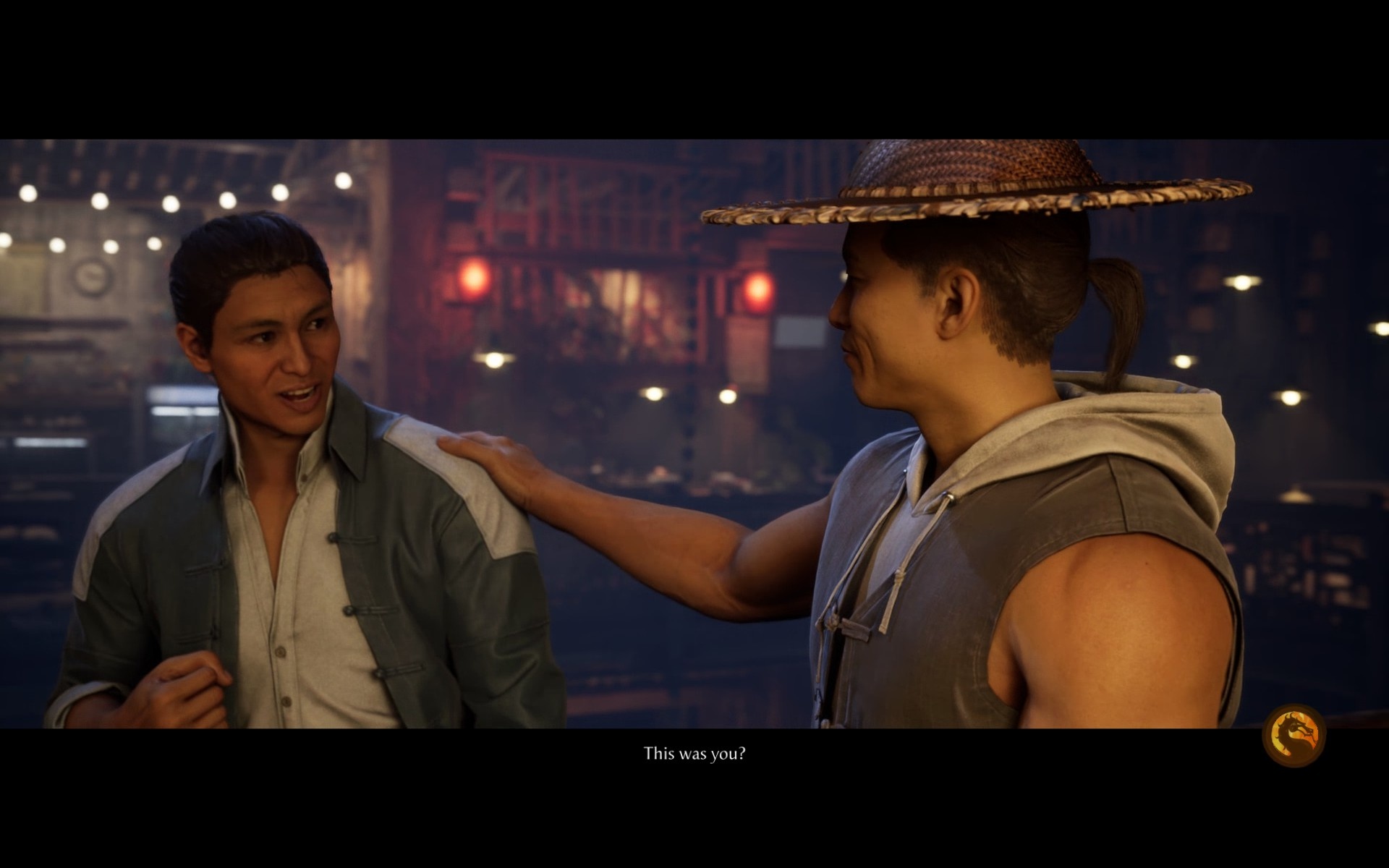 (Two regular guys: Raiden and Liu Kang without superpowers and bloody finishers provide an unusual gameplay introduction in the campaign)