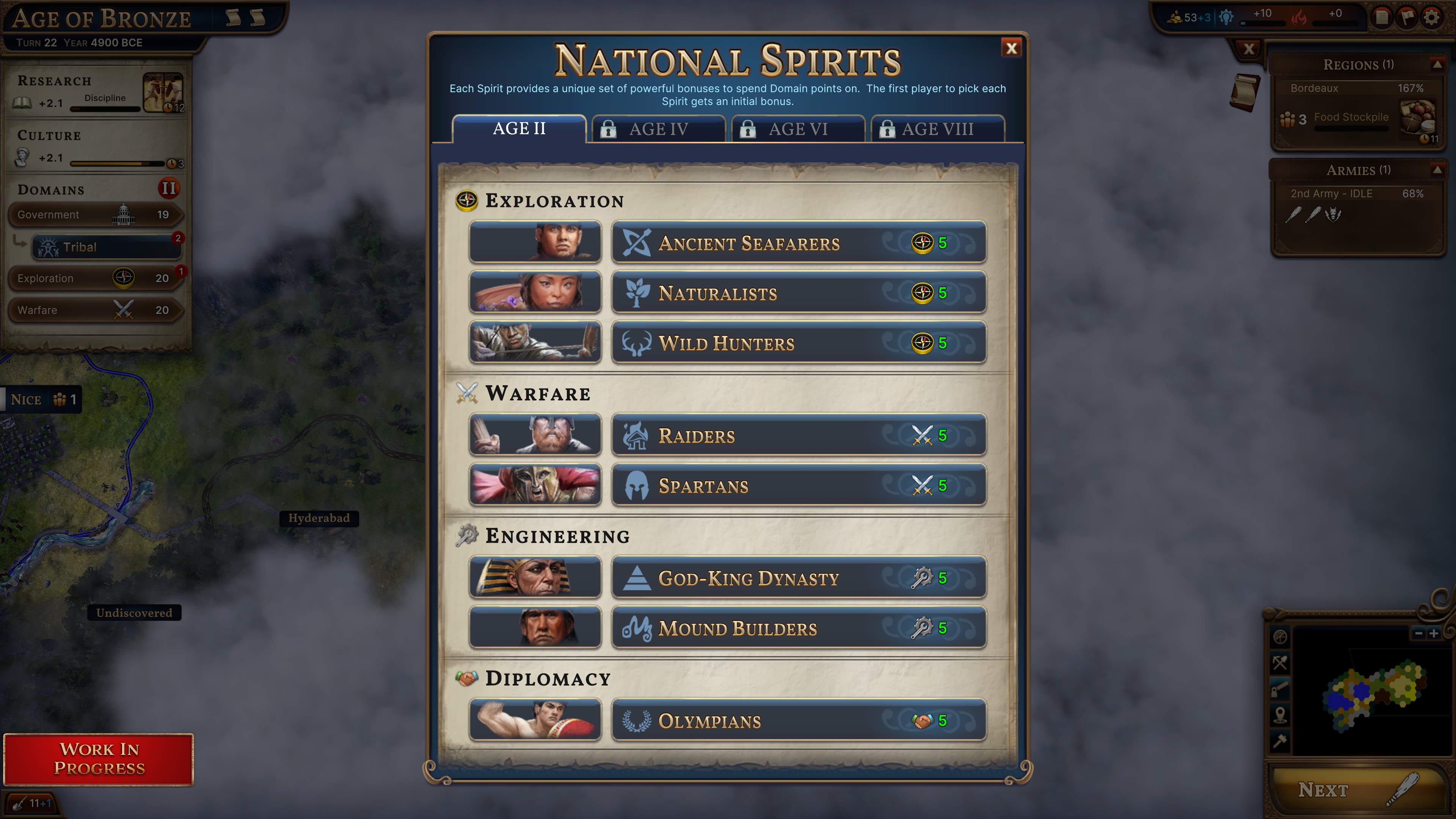 (Using the Nations spirits lets you shape the civilization to your liking.)
