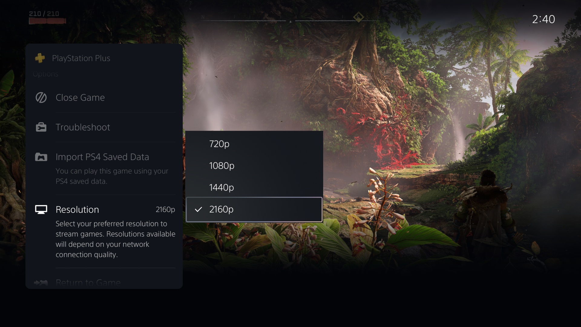 (You can select the appropriate resolution in the menu. (Source: Sony/PlayStation))