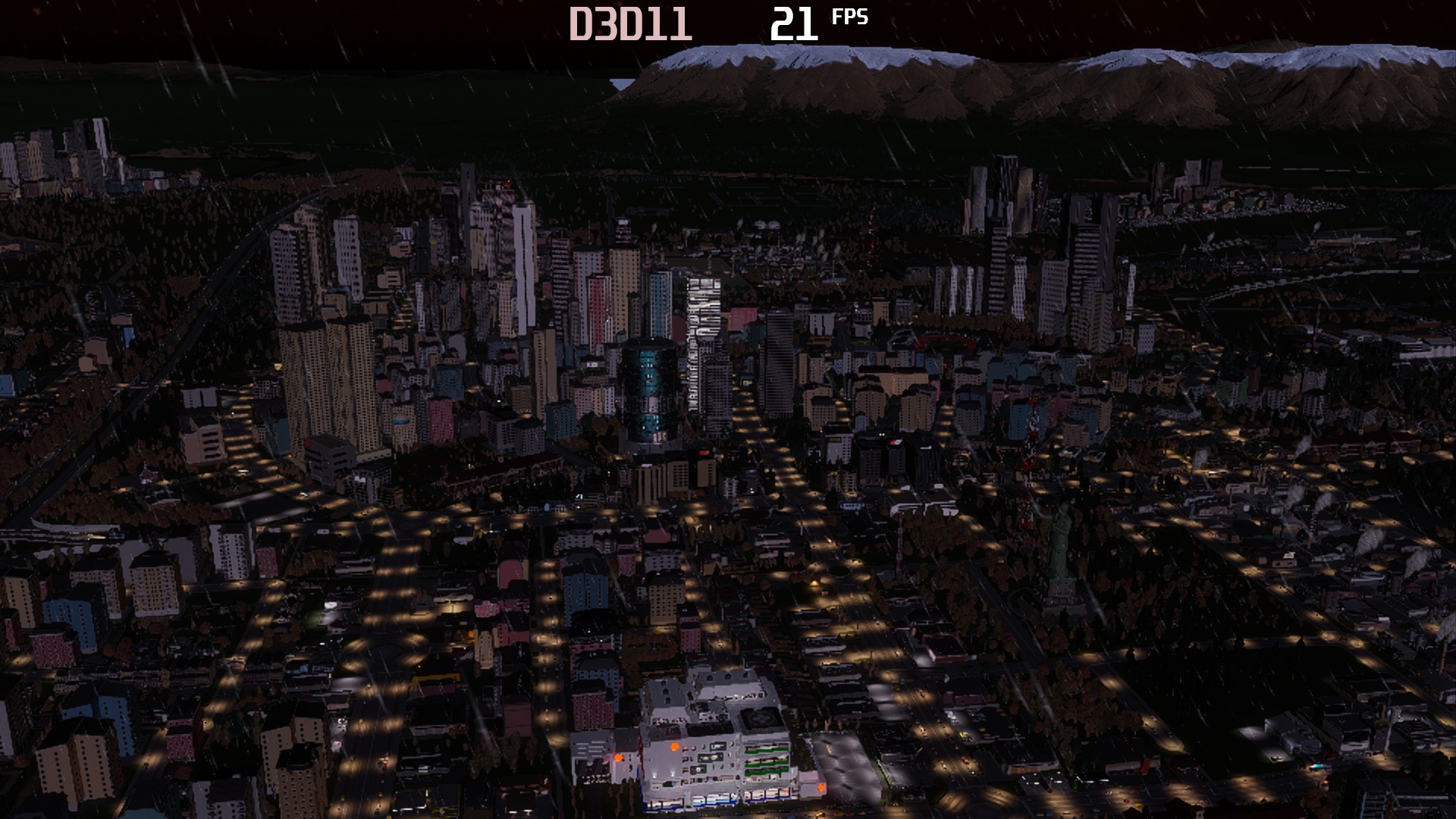 (Our big city with very low details and a more than aged Geforce GTX 970 from 2014 in Full HD.)