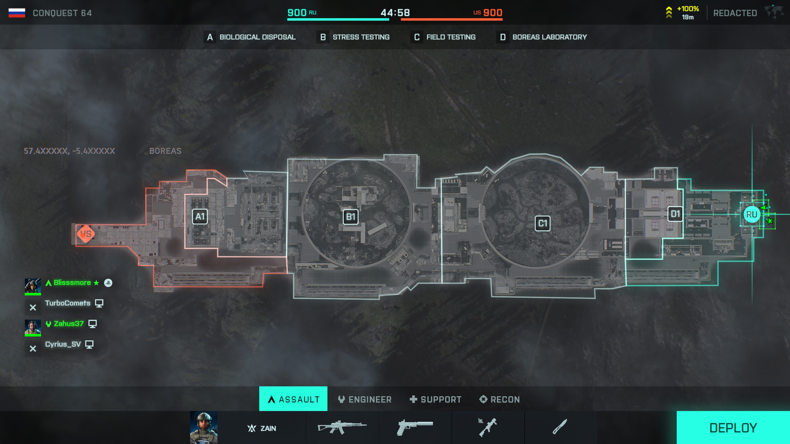 (The layout of the new map Redacted in Conquest mode.)