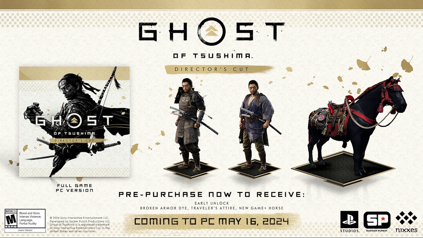 (Un'anteprima dei bonus pre-ordine per la versione PC di Ghost of Tsushima.)