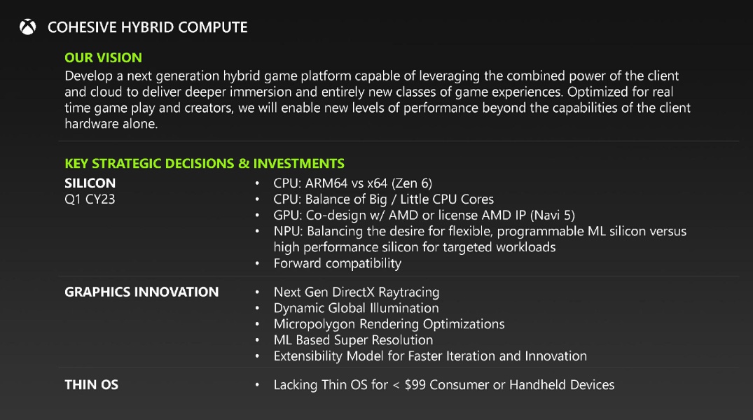 (This slide from the FTC documents even reveals initial technical details or at least a general idea of the hardware installed. (Image: Microsoft / FTC))