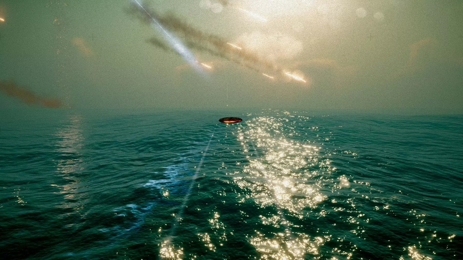 On the ocean planet Nautica we skim across the water like a stone.