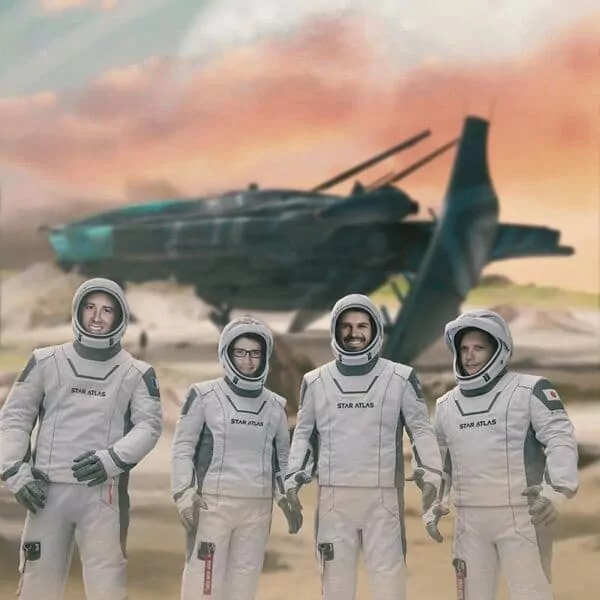 フォトショップで加工された宇宙服を着た4人のAutomata創設者