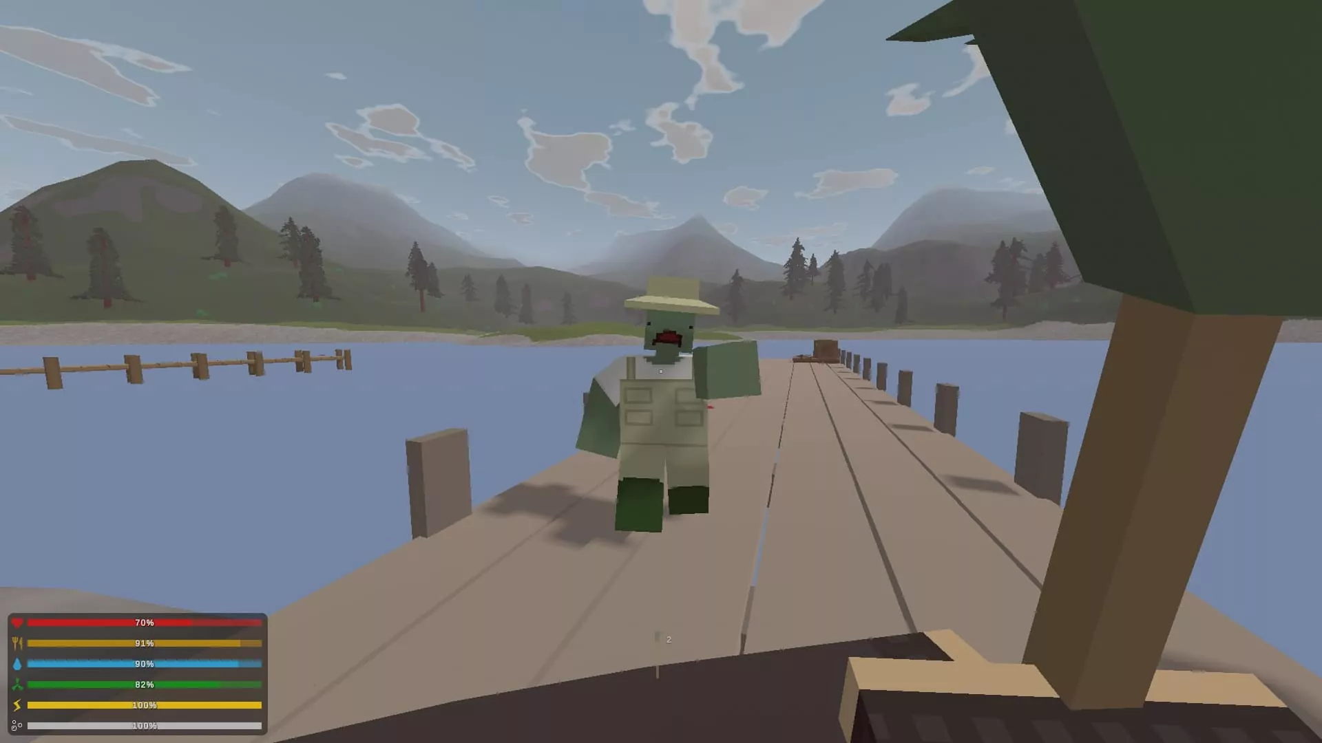 (Em Unturned, eu exploro o mundo e tenho de me defender contra os pescadores zombies)