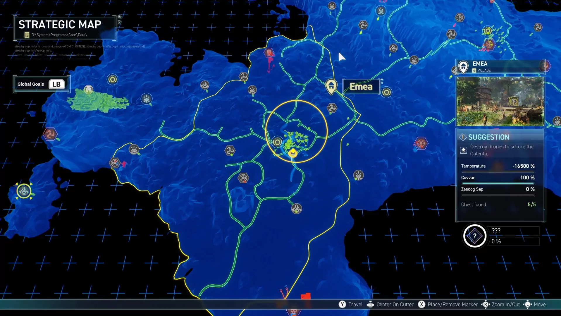 (De nieuwe strategiekaart van Outcast. Wat het uiteindelijk voor nut zal hebben, valt nog te bezien).